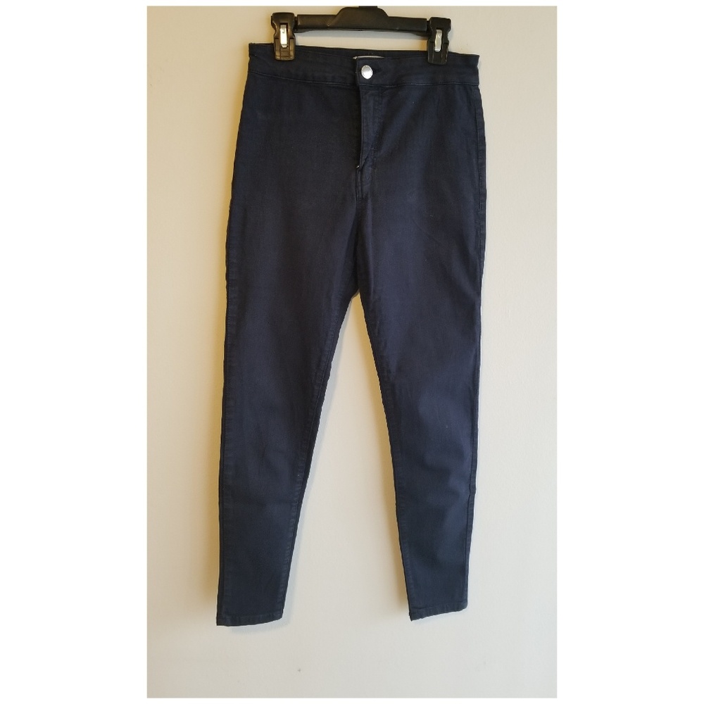 High waist dark blue pants